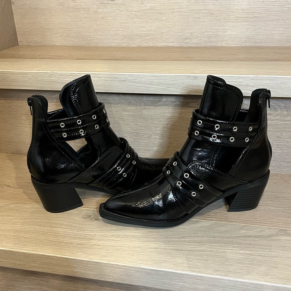 Black Buckle Ankle Boots (Vegan Leather) - Size 9 - Picture 3 of 14